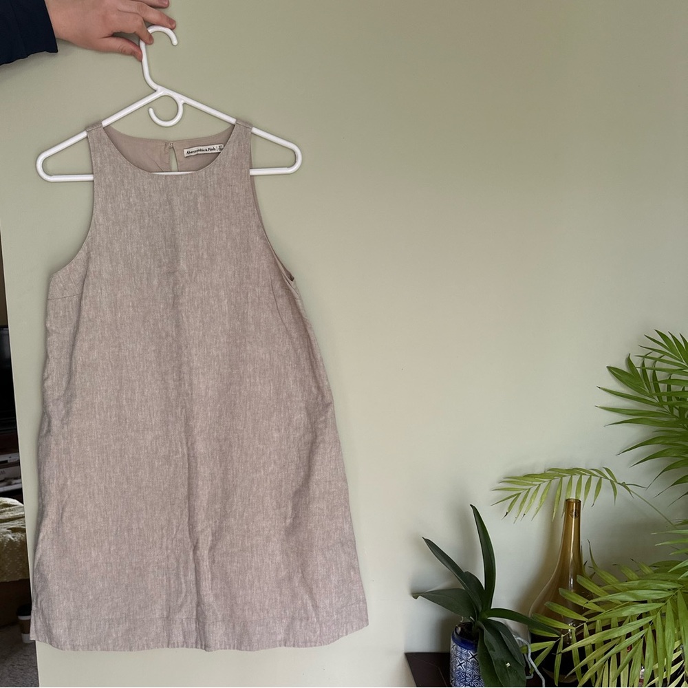 Abercrombie & Fitch High Neck Linen Blend Mini Tank Dress - SIZE Small/ Tall